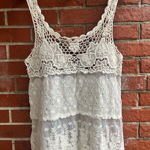 ISSI Cream Crochet Lace Tank Top